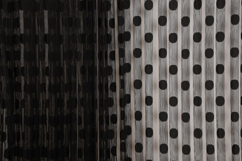 PUANLI MODEL SİYAH RENK İP PERDE HAZIR DÜĞMELERİ DİKİLMİŞ İP PERDE 300*270 cm - 4