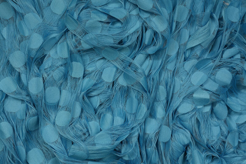 PUANLI MODEL TURKUAZ RENK İP PERDE HAZIR DÜĞMELERİ DİKİLMİŞ İP PERDE 300*280 cm - 5