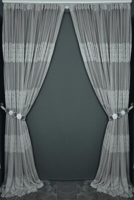 ROZA MODEL GRİ RENK TEK KANAT Hazır dikilmiş Pileli Fon Perde 300*260 cm - 6