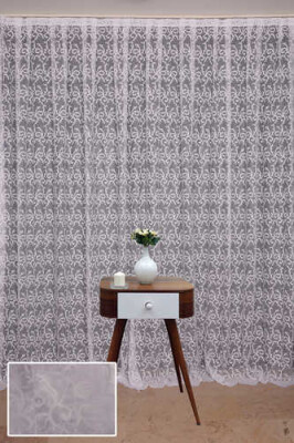 ŞAL MODEL BEYAZ RENK TEK KANAT Hazır dikilmiş Pileli Fon Perde 300*260 cm - 2