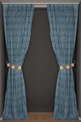 ŞAL MODEL MAVİ RENK TEK KANAT Hazır dikilmiş Pileli Fon Perde 300*260 cm - 8