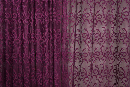 ŞAL MODEL MOR RENK TEK KANATHazır dikilmiş Pileli Fon Perde 300*260 cm - 3