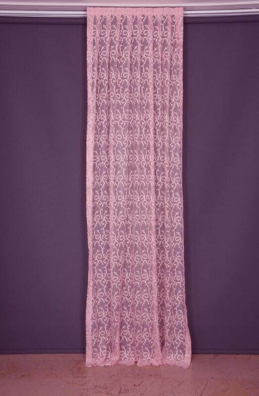 ŞAL MODEL PEMBE RENK TEK KANAT Hazır dikilmiş Pileli Fon Perde 75*260 cm - 2