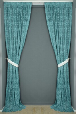 ŞAL MODEL PETROL YEŞİLİ RENK TEK KANAT Hazır dikilmiş Pileli Fon Perde 75*260 cm - 6