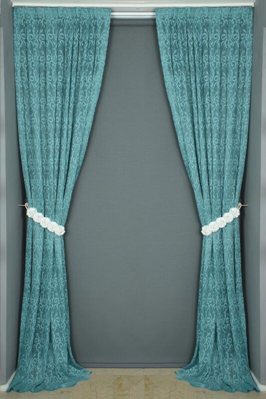 ŞAL MODEL PETROL YEŞİLİ RENK TEK KANAT Hazır dikilmiş Pileli Fon Perde 75*260 cm - 6