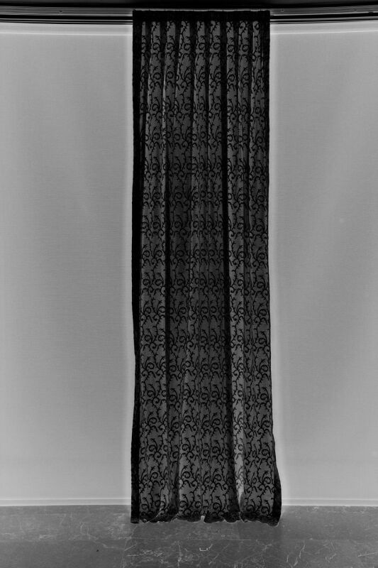 ŞAL SİYAH RENK TEK KANAT Hazır dikilmiş Pileli Fon Perde 75*260 cm - 2