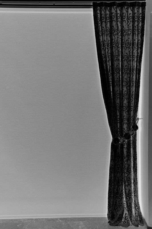 ŞAL SİYAH RENK TEK KANAT Hazır dikilmiş Pileli Fon Perde 75*260 cm - 4