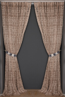 SARMAŞIK VİZON RENK TEK KANAT Dikilmiş Pileli Fon Perde 300*260 Cm - 1