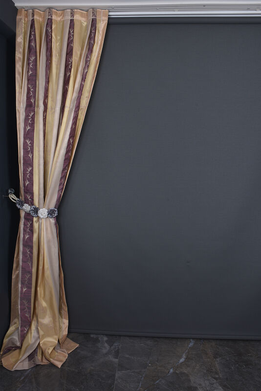 SATEN 750 MODEL VİZON RENK TEK KANAT Pileli Fon Perde 75*260 cm - 5