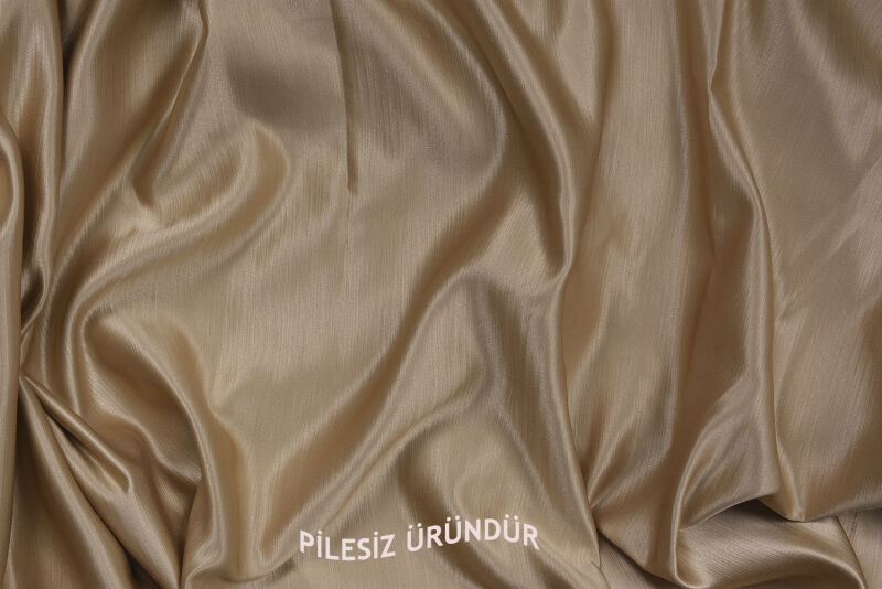 SATEN FONLUK PİLESİZ GOLD RENK TEK KANAT FON PERDE En 200 Cm Boy 260 Cm - 1