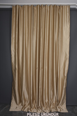 SATEN FONLUK PİLESİZ GOLD RENK TEK KANAT FON PERDE En 200 Cm Boy 260 Cm - 2