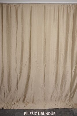 SATEN FONLUK PİLESİZ GOLD RENK TEK KANAT FON PERDE En 200 Cm Boy 260 Cm - 4