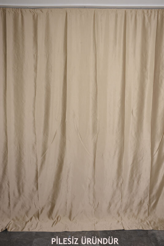 SATEN FONLUK PİLESİZ GOLD RENK TEK KANAT FON PERDE En 200 Cm Boy 260 Cm - 4