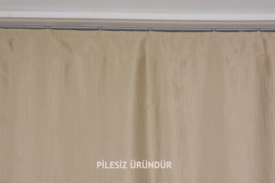 SATEN FONLUK PİLESİZ GOLD RENK TEK KANAT FON PERDE En 200 Cm Boy 260 Cm - 5