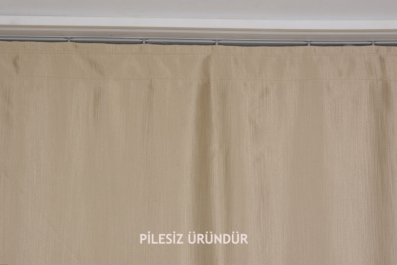 SATEN FONLUK PİLESİZ GOLD RENK TEK KANAT FON PERDE En 200 Cm Boy 260 Cm - 5