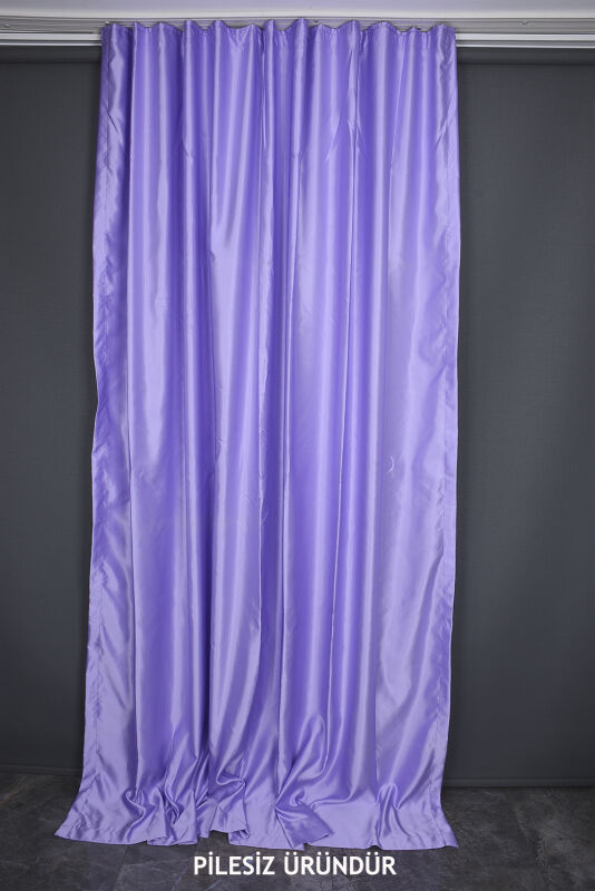 SATEN FONLUK PİLESİZ LİLA RENK TEK KANAT FON PERDE En 200 Cm Boy 260 Cm - 1