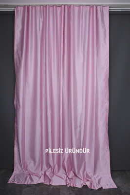 SATEN FONLUK PİLESİZ PEMBE RENK TEK KANAT FON PERDE En 200 Cm Boy 260 Cm - 1