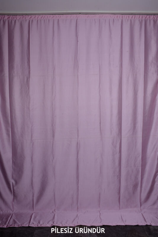 SATEN FONLUK PİLESİZ PEMBE RENK TEK KANAT FON PERDE En 200 Cm Boy 260 Cm - 3