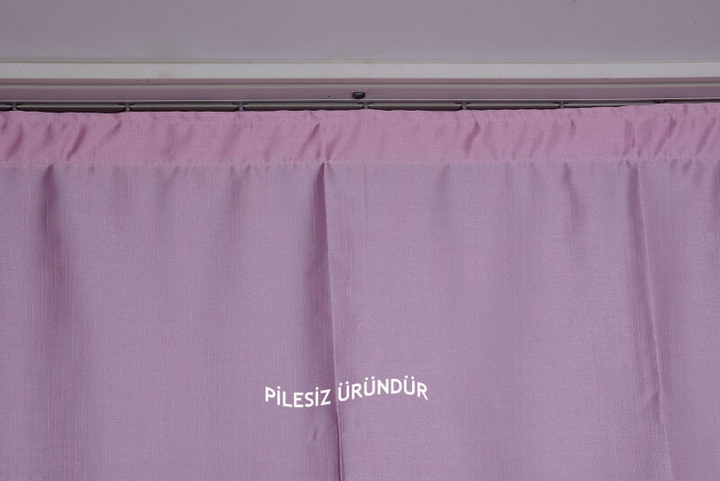 SATEN FONLUK PİLESİZ PEMBE RENK TEK KANAT FON PERDE En 200 Cm Boy 260 Cm - 4