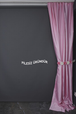 SATEN FONLUK PİLESİZ PEMBE RENK TEK KANAT FON PERDE En 200 Cm Boy 260 Cm - 8