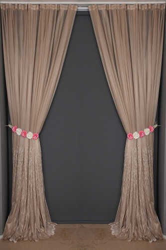 SELVİ DESEN VİZON RENK TEK KANAT Hazır dikilmiş Pileli Fon Perde 300*260 cm - 8