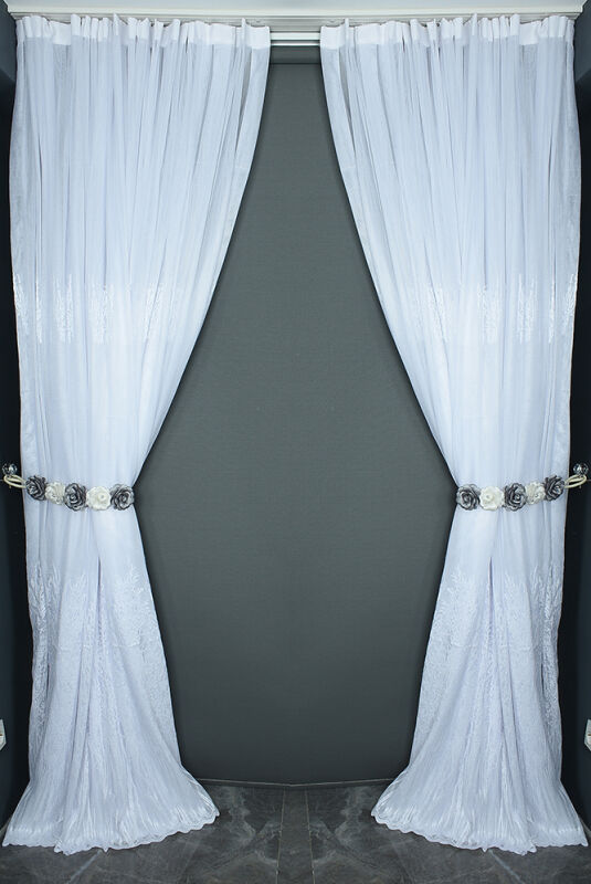 SELVİ GÖBEKLİ MODEL BEYAZ RENK TEK KANAT Hazır Dikilmiş Pileli Fon Perde 300*260 Cm - 7