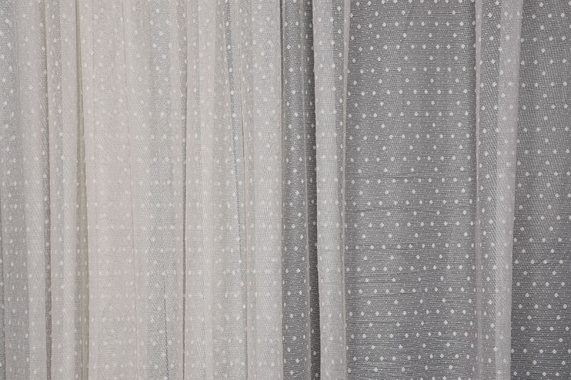 SEYREK NOKTALI MODEL KREM RENK TEK KANAT Hazır Pileli Fon Perde 300*260 - 5