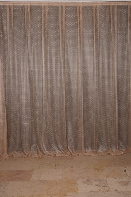 SEYREK NOKTALI MODEL VİZON RENK TEK KANAT Hazır Pileli Fon Perde 300*260 - 2