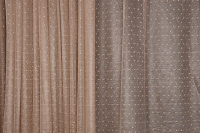 SEYREK NOKTALI MODEL VİZON RENK TEK KANAT Hazır Pileli Fon Perde 300*260 - 5