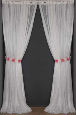 SIK NOKTALI MODEL KREM RENK TEK KANAT Hazır Pileli Fon Perde 300*260 - 8