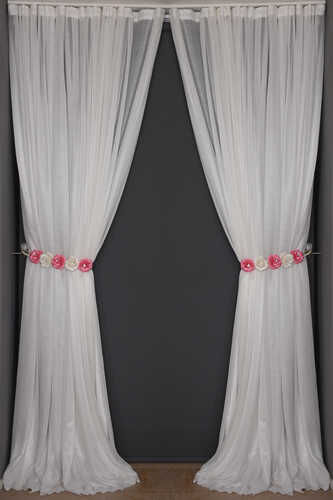 SIK NOKTALI MODEL KREM RENK TEK KANAT Hazır Pileli Fon Perde 300*260 - 8