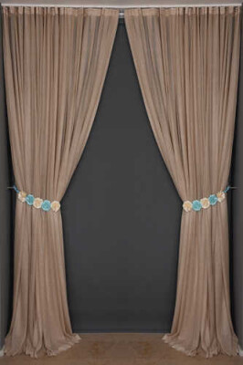 SIK NOKTALI MODEL VİZON RENK TEK KANAT Hazır Pileli Fon Perde 300*260 - 8