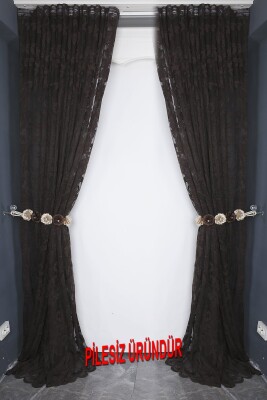 SULTAN 1 MODEL ACI KAHVE RENK PİLESİZ TEK KANAT Fon Perde 300*260 cm - 9