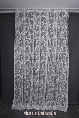 SULTAN 1 MODEL KIRIK BEYAZ RENK PİLESİZ TEK KANAT Fon Perde 300*260 cm - AKÇA TEKSTİL
