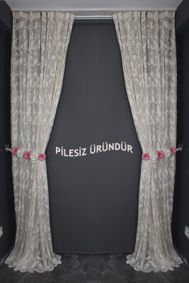 SULTAN 1 MODEL VİZON RENK PİLESİZ TEK KANAT Fon Perde 300*260 cm - AKÇA TEKSTİL