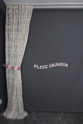 SULTAN 1 MODEL VİZON RENK PİLESİZ TEK KANAT Fon Perde 300*260 cm - 7