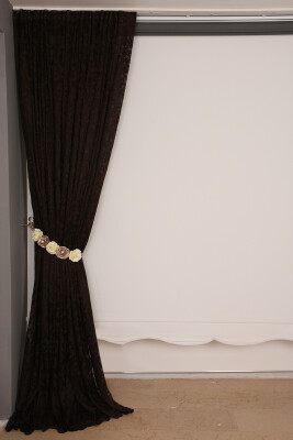 SULTAN 2 MODEL ACI KAHVE RENK TEK KANAT Hazır dikilmiş Pileli Fon Perde 300*260 cm - 1