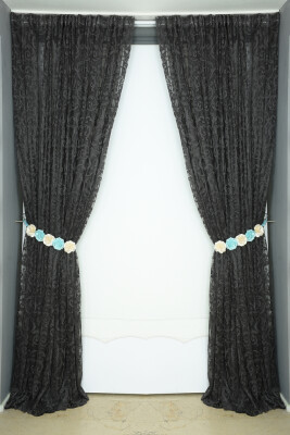 SULTAN 2 MODEL ANTRASİT RENK TEK KANAT Hazır dikilmiş Pileli Fon Perde 300*260 cm - 7