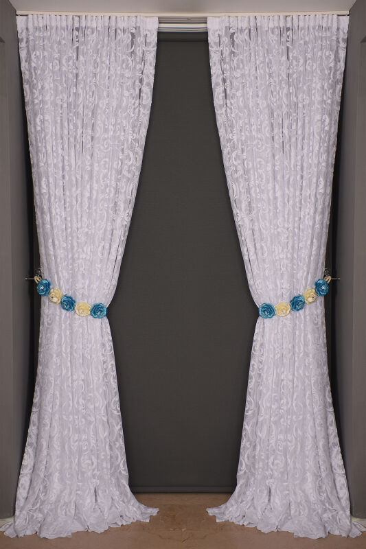 SULTAN 2 MODEL BEYAZ RENK TEK KANAT Hazır dikilmiş Pileli Fon Perde 300*260 cm - 2