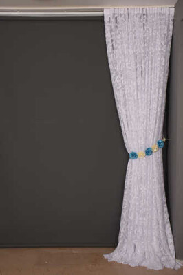 SULTAN 2 MODEL KIRIK BEYAZ RENK TEK KANAT Hazır dikilmiş Pileli Fon Perde 300*260 cm - 7