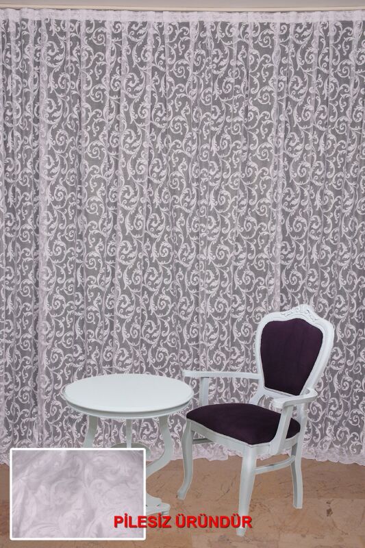 SULTAN 2 MODEL KIRIK BEYAZ RENK TEK KANAT PİLESİZ Fon Perde 300*260 cm - 2