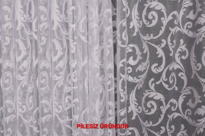 SULTAN 2 MODEL KIRIK BEYAZ RENK TEK KANAT PİLESİZ Hazır Fon Perde 200*260 cm - 2