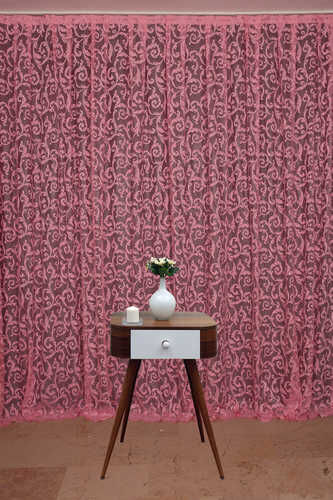 SULTAN 2 MODEL PEMBE RENK TEK KANAT Hazır dikilmiş Pileli Fon Perde 300*260 cm - 1