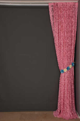 SULTAN 2 MODEL PEMBE RENK TEK KANAT Hazır dikilmiş Pileli Fon Perde 300*260 cm - 7