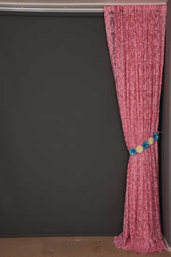 SULTAN 2 MODEL PEMBE RENK TEK KANAT Hazır dikilmiş Pileli Fon Perde 300*260 cm - 7