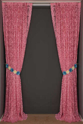 SULTAN 2 MODEL PEMBE RENK TEK KANAT Hazır dikilmiş Pileli Fon Perde 300*260 cm - 8