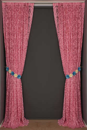 SULTAN 2 MODEL PEMBE RENK TEK KANAT Hazır dikilmiş Pileli Fon Perde 300*260 cm - 8
