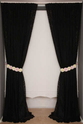 SULTAN 2 MODEL SİYAH RENK TEK KANAT Hazır dikilmiş Pileli Fon Perde 300*260 cm - 8