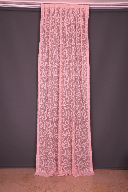 SULTAN 2 PEMBE RENK TEK KANAT Hazır dikilmiş Pileli Fon Perde 75*260 cm - 3