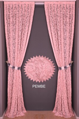 SULTAN 2 PEMBE RENK TEK KANAT Hazır dikilmiş Pileli Fon Perde 75*260 cm - AKÇA TEKSTİL